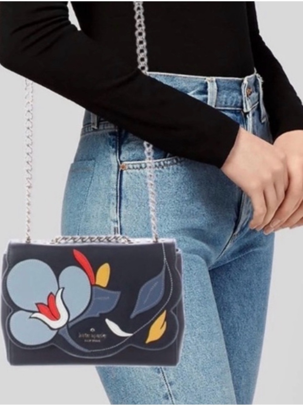 Kate Spade Blue and Black Floral Crossbody Bag - Picture 11 of 11